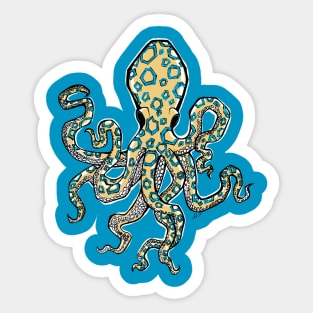 Blue Ring Octopus Sticker